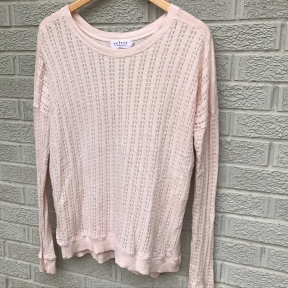 Velvet Long Sleeve knot top M light pink